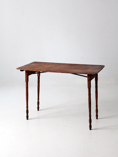 Antique Wooden Folding Table, Sewing Wood Collapsible End Table