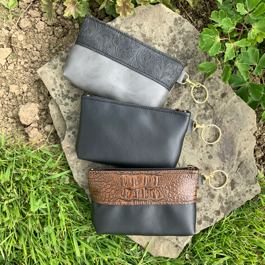 Zipper Pouch Vegan Leather Clutch Accessories Bag Key Chain Wallet Makeup Pencil Case Toiletries Travel Purse Organizer For Men