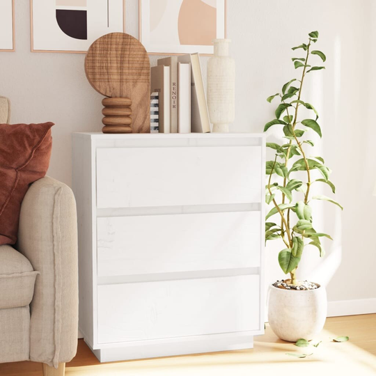 vidaXL Sideboard White 23.6"x13.4"x29.5" Solid Wood Pine