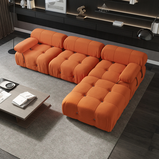 L-Shaped Modern Teddy Sectional Sofa Modular Soft Couch
