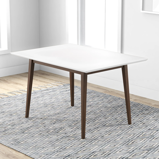 Alessandro Mid Century 47-inch Solid Wood Dining Rectangular Dining Table in White