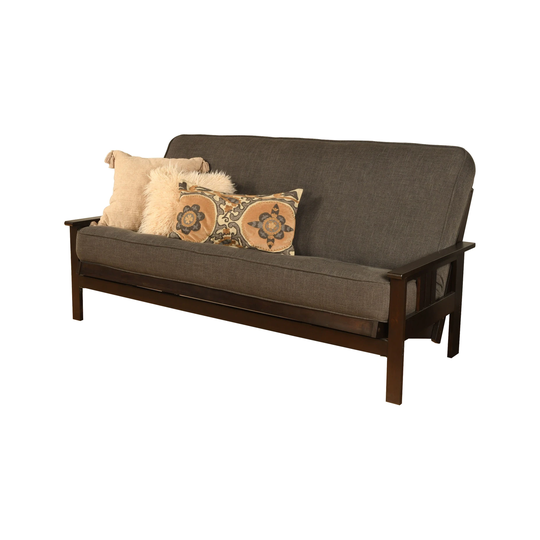 Somette Monterey Sofa in Espresso Finish with Removable Linen Mattress Cover