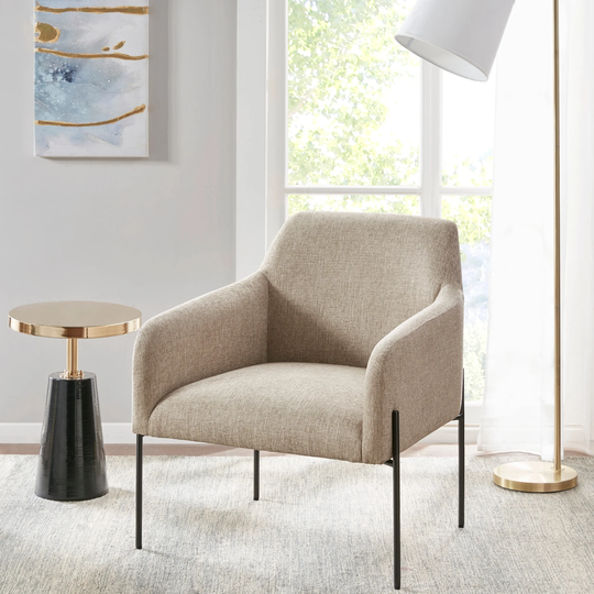 Madison Park Cabrillo Beige Metal Leg Accent chair