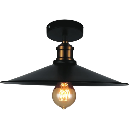 1 Light Flush Mount with Black Finish