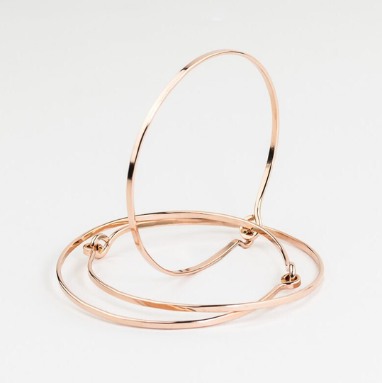 Set Of 3 Rose Gold Filled Bangles, Open 14K Bracelet, Minimalist Jewelry, Thin Bangle, Hand Forged Jewelry