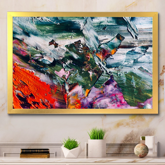 Designart 'Colorful Abstract Painting Strokes X' Modern Framed Wall Art