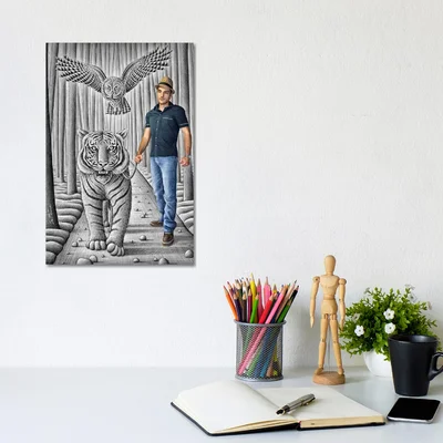 Pencil vs. Camera - 74 - Tiger and Owl by Ben Heine - Graphic Art Print