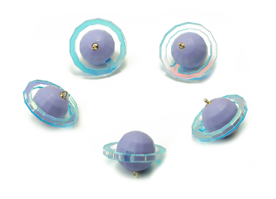 Colorful Acrylic Saturn Earring Charms - Brass Resin Planet Pendant Jewellery Making Supplies 25.05x25.05x16.18mm Ac2348A
