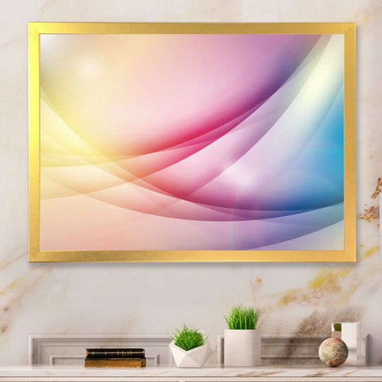 Designart 'Fractal Colorful Pink Waves' Modern Framed Art Print