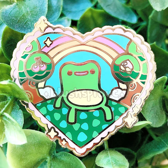 Froggy Chair Enamel Pin | Kawaii Cute Frog Rainbow Pastel Gold Pin, Acnh Lapel Kidcore