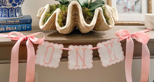 Monogrammed Birthday Banner | High Chair Embroidered One Personalized