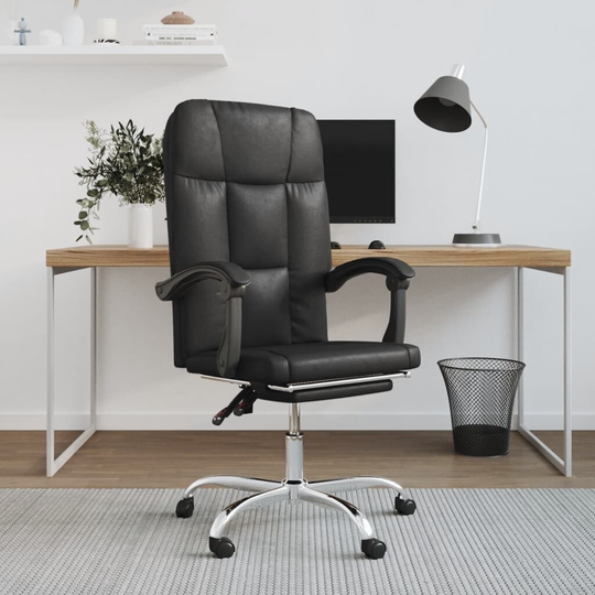 vidaXL Reclining Office Chair Black Faux Leather - 24.8" x 51.8" x (38.8"-42.5")