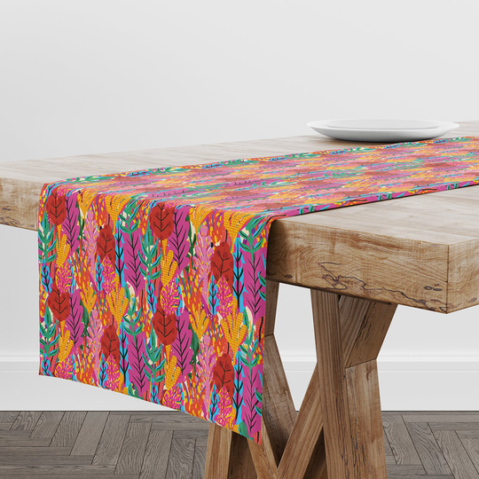 Table Runner Colorful Leaves | Unique Design Decor High Quality Textile & Print Made in Eu