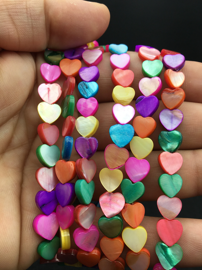 Mother Of Pearl Colored Heart, Pearlescent Color Heart 10mm Beads, Top Perforated, Pearls, Mop Gift For Her, Sdh015