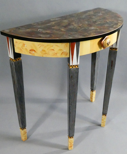 G || Demi-Lune Hall Table W-Drawer | Carved Legs - Hand-Painted 32x16x31H As Shown Or Custom Colors