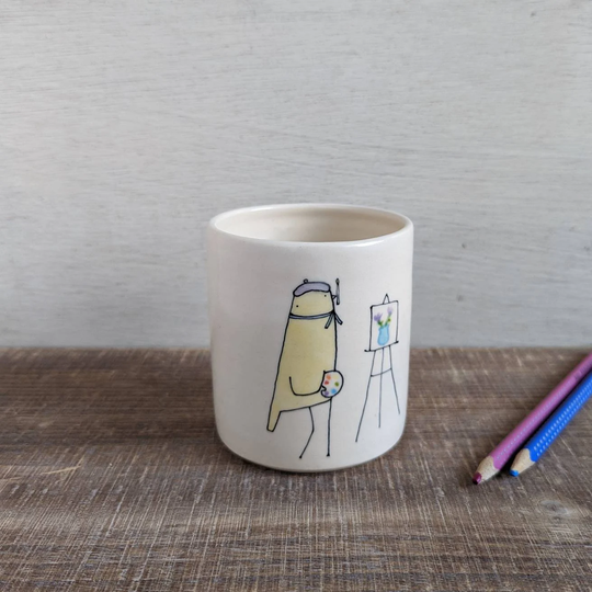 Ceramic Vase #22, Pencil Holder, Ceramic Spring Flower Garden