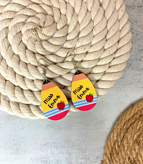Custom Teacher Earrings | Personalized Educator Gift For Pencil Paper