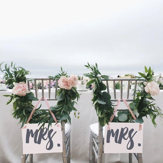 Mrs. & Chair Signs | Mrs & Lgbtq Lesbian Wedding Set Of 2 Gay Brides Venue Decor Misses Head Table Banners 1927