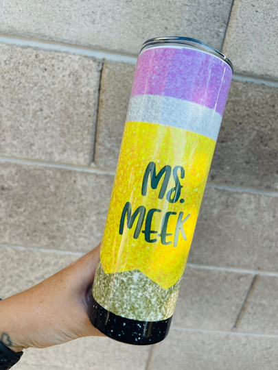 Pencil Teacher Tumbler, Skinny Tumbler, Personalized Teacher Appreciation Gift, School Pencil Cup Of Teachers