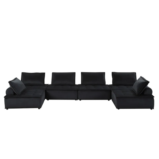 Anna Velvet 6-Seater U-Shape Modular Sectional Sofa