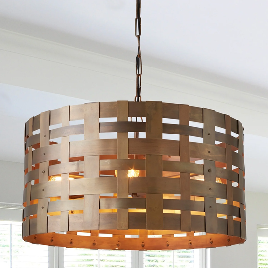 4-light Patinaed Brass Pendant