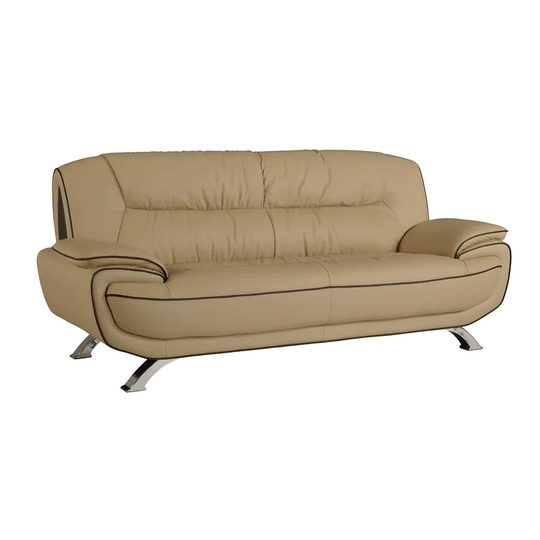 35" Sleek Beige Leather Sofa - 35" x 80" x 35"