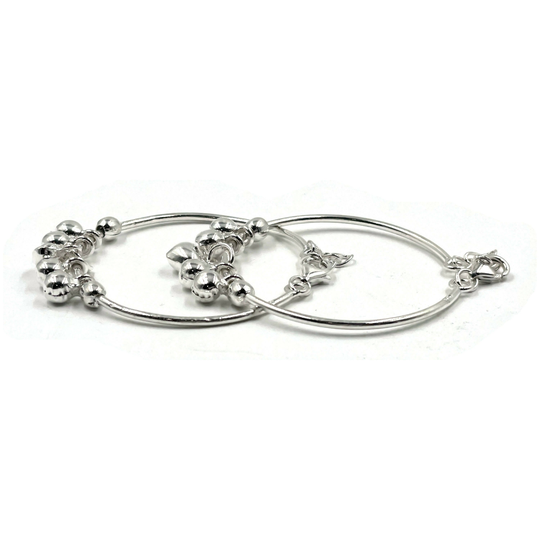 925 Sterling Silver Kids Round/C-Shaped Anklet Bracelet - Style#38