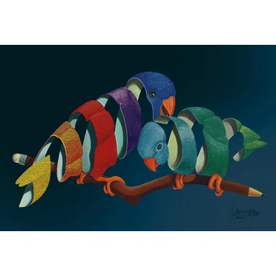 Couple of Parakeets Giclee - Painting on Canvas