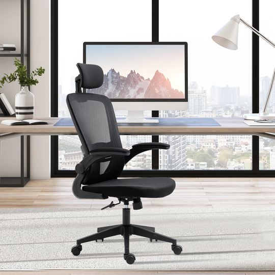 Vinsetto High Back Mesh Chair, Home Office Task Computer Chair with Adjustable Height, Lumbar Back Support, Headrest, and Arms