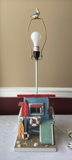 Vintage Hand Made Table Lamp/ Beach Scene/Sailor Lamp, Working | No Shade