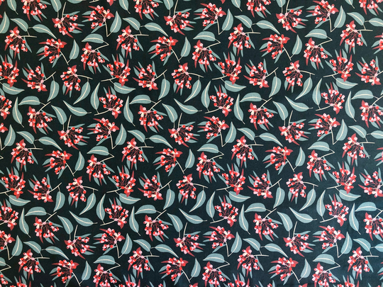 Australian Native Gumnut Flower Blooming Forest Green Floral Quilting Cotton Fabric By 1/4, 1/2 Yard Or Fat Quarter