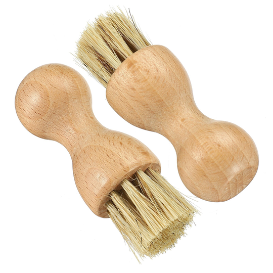 Bristle Shoes Brush,2Pack Mini Polish Daubers for Leather Boots, Wooden Color - Wooden Color