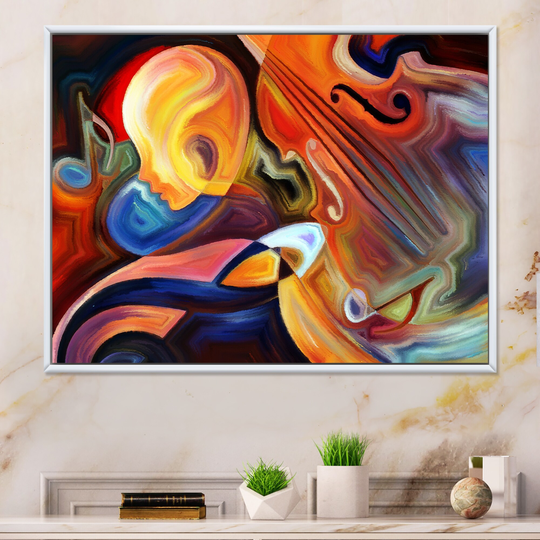 Designart 'Colorful Abstract Guitar Illustration I' Modern Framed Canvas artwork