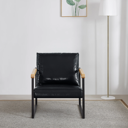 Metal Frame with Faux Leather Upholstery Chair