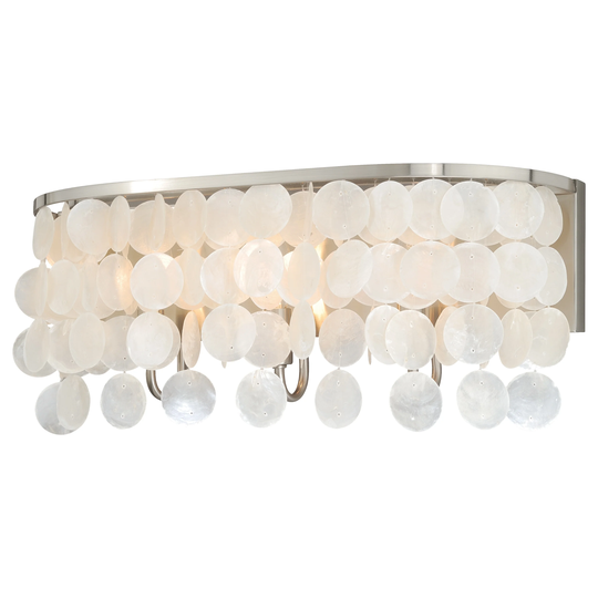 Elsa 3-light Satin Nickel Capiz Shell Coastal Bathroom Vanity Fixture - 20.75-in W x 6.25-in H x 8.75-in D