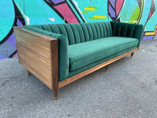Mid Century Incased Walnut Sofa