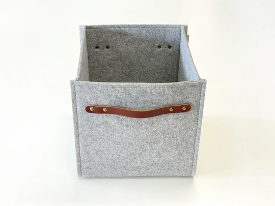 Storage Box With Leather Handles/Felt Basket 13x13x13 Fit Into Ikea Expedit & Kallax Storage Custom-Made Boxes