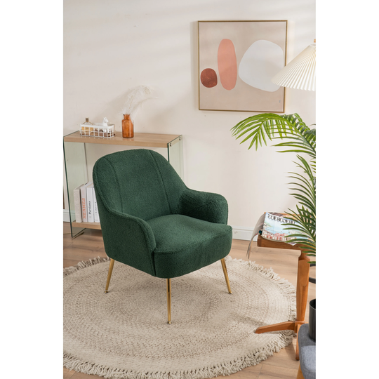 Teddy Fabric Padded Seat Accent Chair Living Room Chair Ergonomic Bedroom Chair