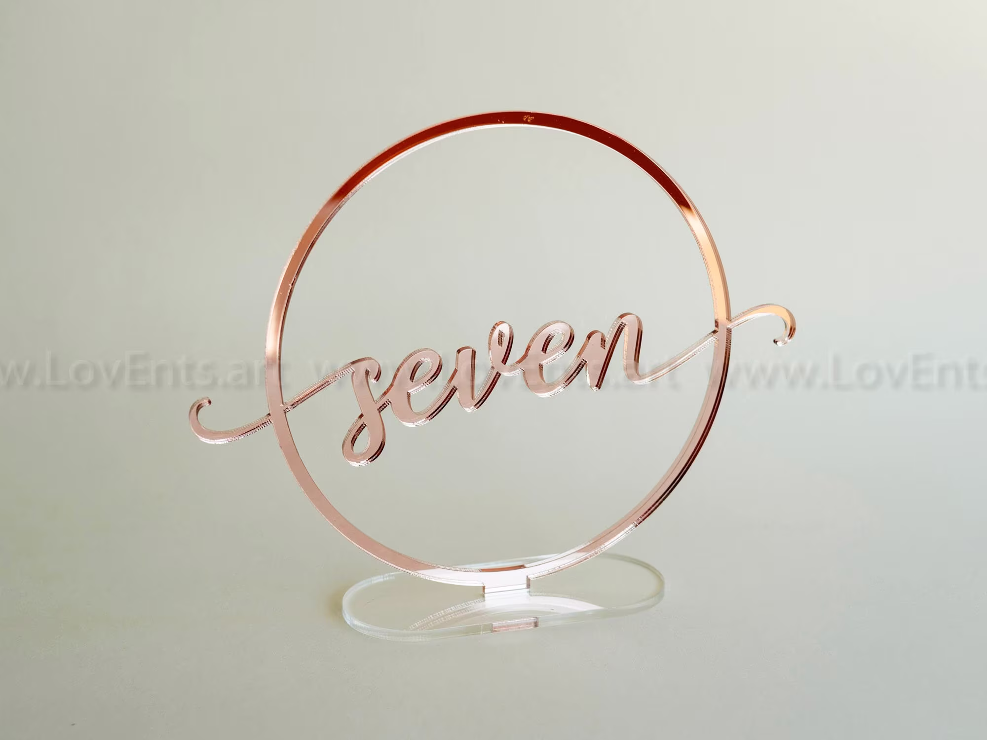 Round Gold Mirror Cursive Wedding Table Numbers, Personalized Rose Numbers Acrilic