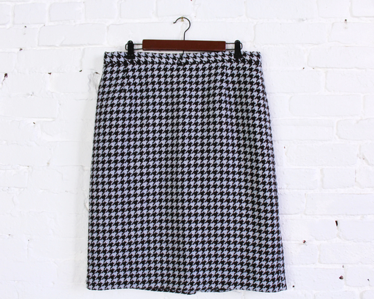 1980S Gray & Brown Houndstooth Skirt | 80S Pencil A. Giannetti Medium
