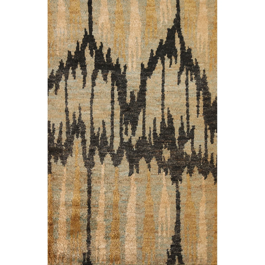 Abstract Moroccan Oriental Area Rug Handmade Multi-Color Jute Carpet - 4'0" x 5'10"
