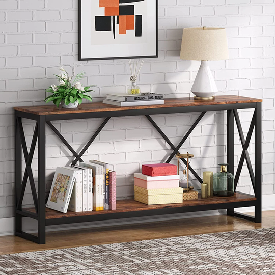70.9 Inch Console Table Sofa Table Narrow Long with Open Shelf