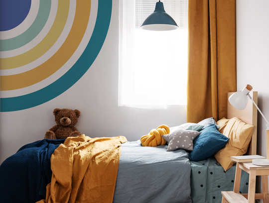Colorful Rainbow Removable Wall Decal, Boys Tropical Mural, Above The Crib Sticker, Peel & Stick Repositionable Decal 60
