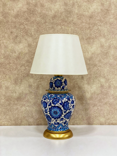 20'' Decorative Turkish Ceramic Table Lamp, Handmade Lamp Shade, Lighting