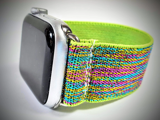 Rainbow Shiny Green Elastic Watch Band For Apple - 38mm 40mm 41mm 42mm 44mm 45mm ; All Series | Models 1 8 & Se