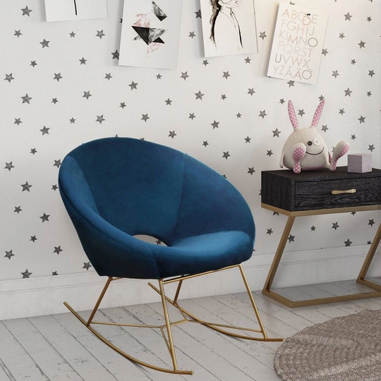 Nolan Navy Velvet Rocking Chair