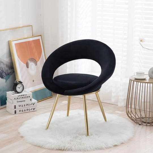 Modern Velvet Accent Lounge Chair With Gold Plated Legs
