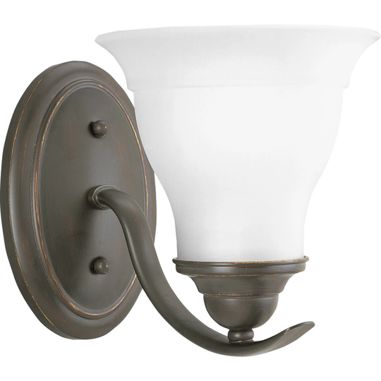 Trinity Collection 1-Light Antique Bronze Etched Glass Traditional Bath Vanity Light