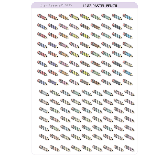 Pencil Planner Stickers | Pastel Rainbow Functional Stickers L182