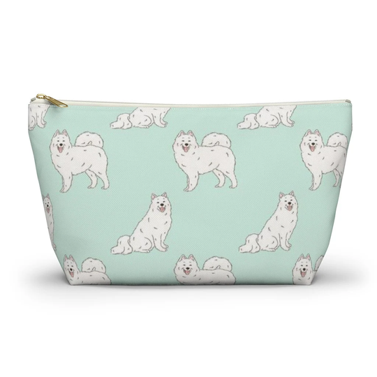 Samoyed Pouch, Pencil Case, Dog Custom Teacher Bridesmaid Cosmetic Bag, Mom Zipper Makeup Accessory Pouch